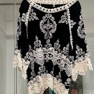 Leo & Nicole Black and Cream Lace Blouse